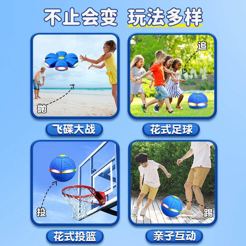 弹踩球魔力幻飞碟变形球户宝踩踩球宝男孩脚踩外发光益智婴儿踩玩