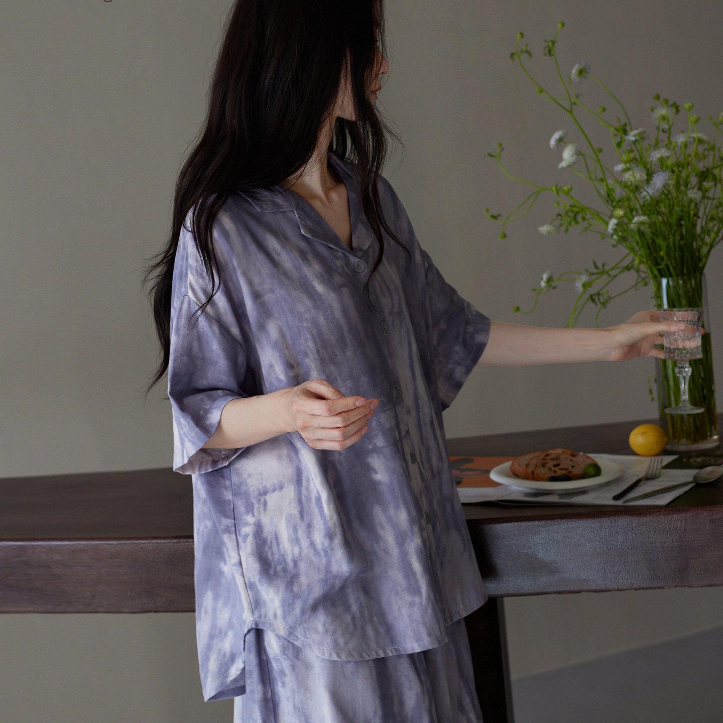 睡衣女士夏季薄款天竺棉短袖短裤双层纱布休闲可外穿高级感家居服