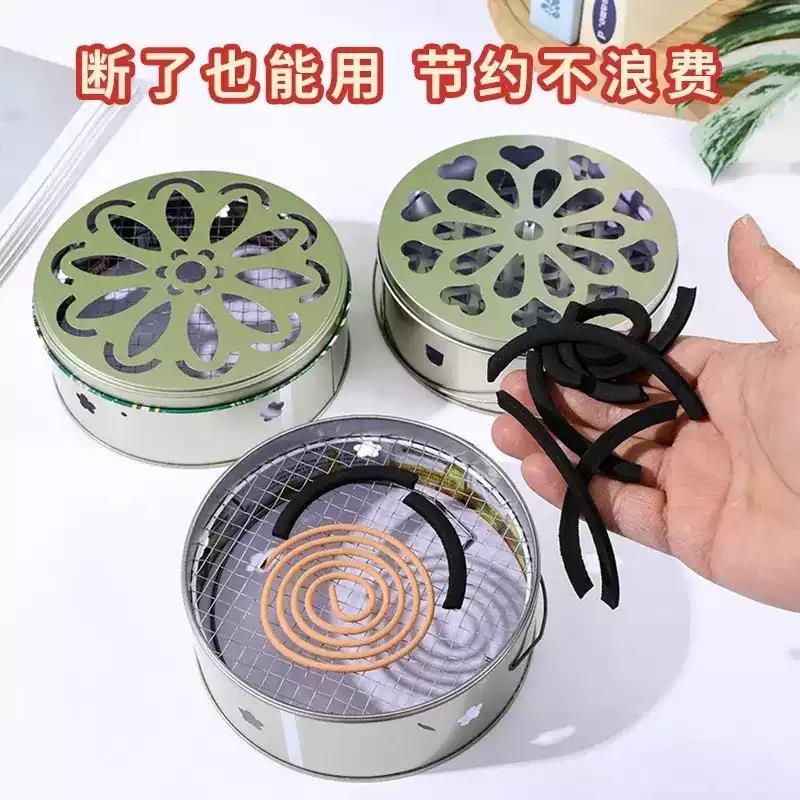 升级款双层蚊香盒子加高手提袋盖防火网丝蚊香架可携式蚊香托盘-w