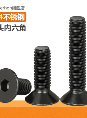 黑色304不锈钢沉头内六角螺丝钉沉杯螺栓加长螺钉M2M3M4M5M6M8MM