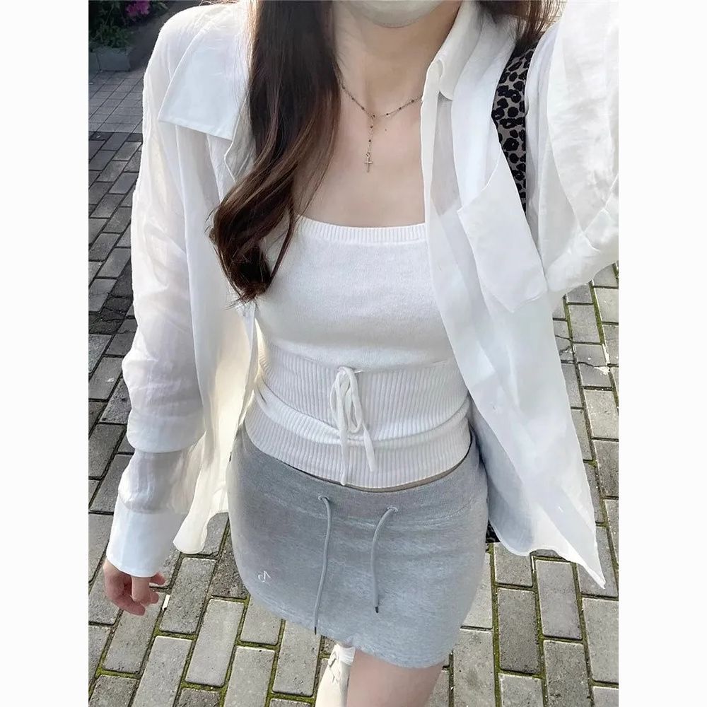 2026白色防晒衬衫女外套春夏季2025新款衬衣小众宽松显瘦气质薄款