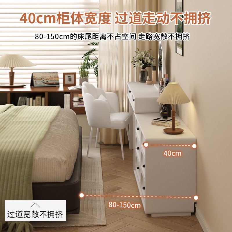 速发法式梳妆台奶油风2025新款轻奢高级实木化妆桌卧室现代简约收
