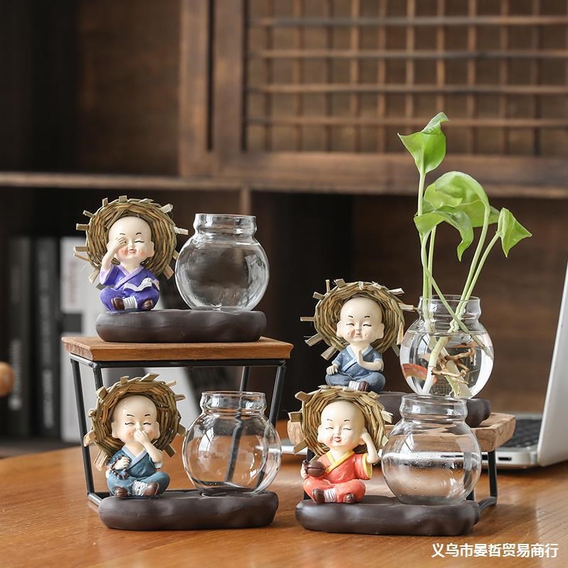 速发绿萝摆培花盆器皿花瓶透明玻璃插厅花器客花办公桌装饰品家居