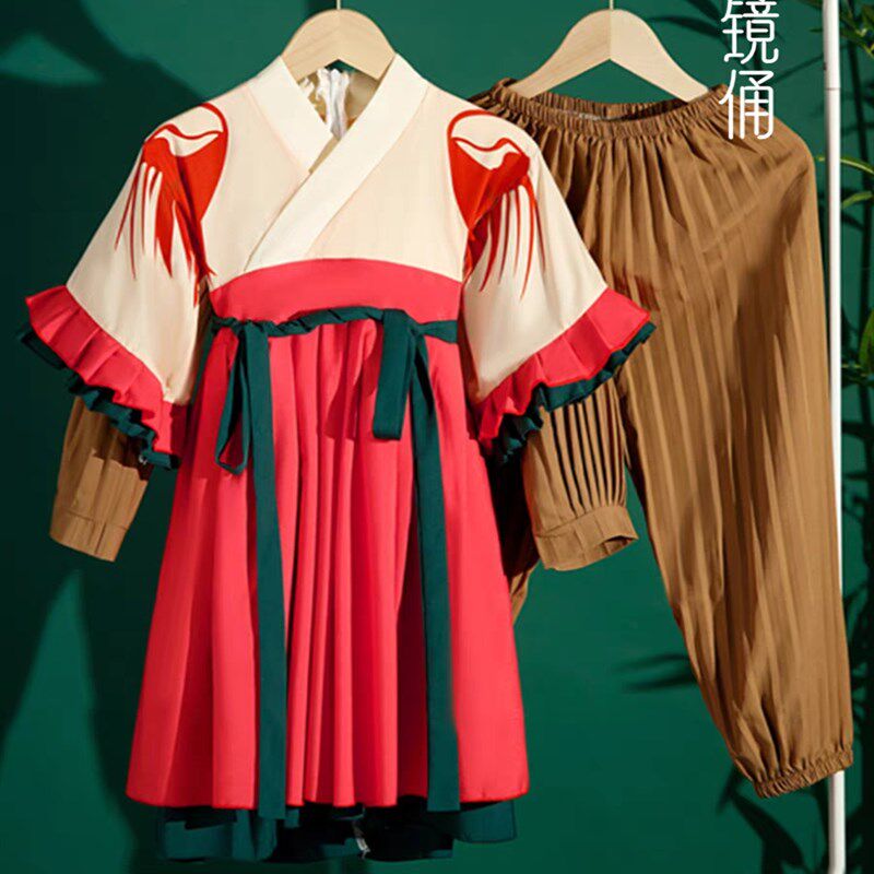 速发舞川之服执镜俑舞蹈演出服大童古典云表演服小陶汉舞装铜镜道