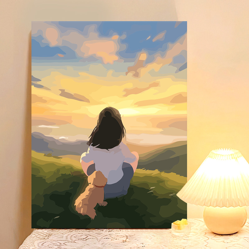速发孩数字油画风景油彩手绘画画填色2填解压20充新款
