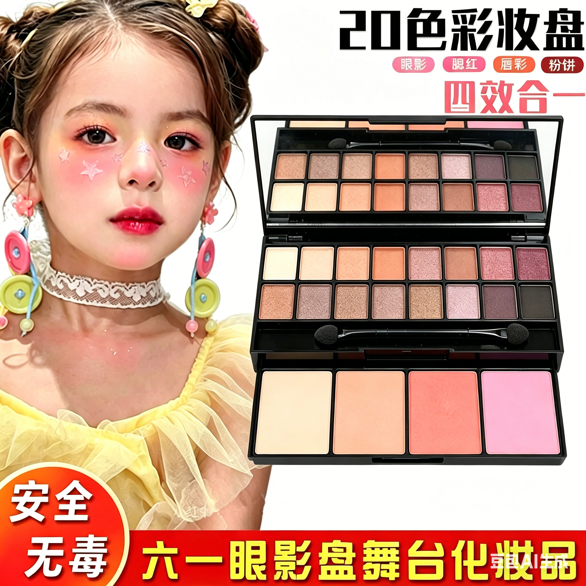 正品六一节眼影腮红盘无毒舞台表演专用拉丁舞台公主化妆品彩妆盘