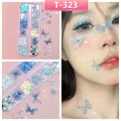 温柔氛围蝴蝶创意眼妆亮片贴钻学生舞台演出脸部装 饰贴纸化妆脸贴