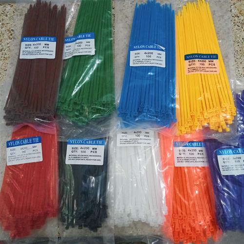 4*200mm彩色尼龙扎带自锁式索带束塑料紫橙红绿蓝黄黑白咖啡色