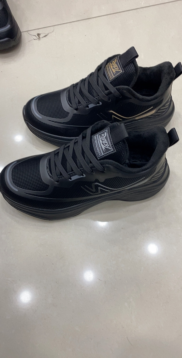 棉鞋男冬季加绒加厚保暖鞋潮流百搭皮面防水鞋轻底厚底运动跑步鞋