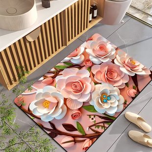 3D浴室地垫卫生间门口吸水垫硅藻泥软垫卫浴防滑速干脚垫厕所地毯