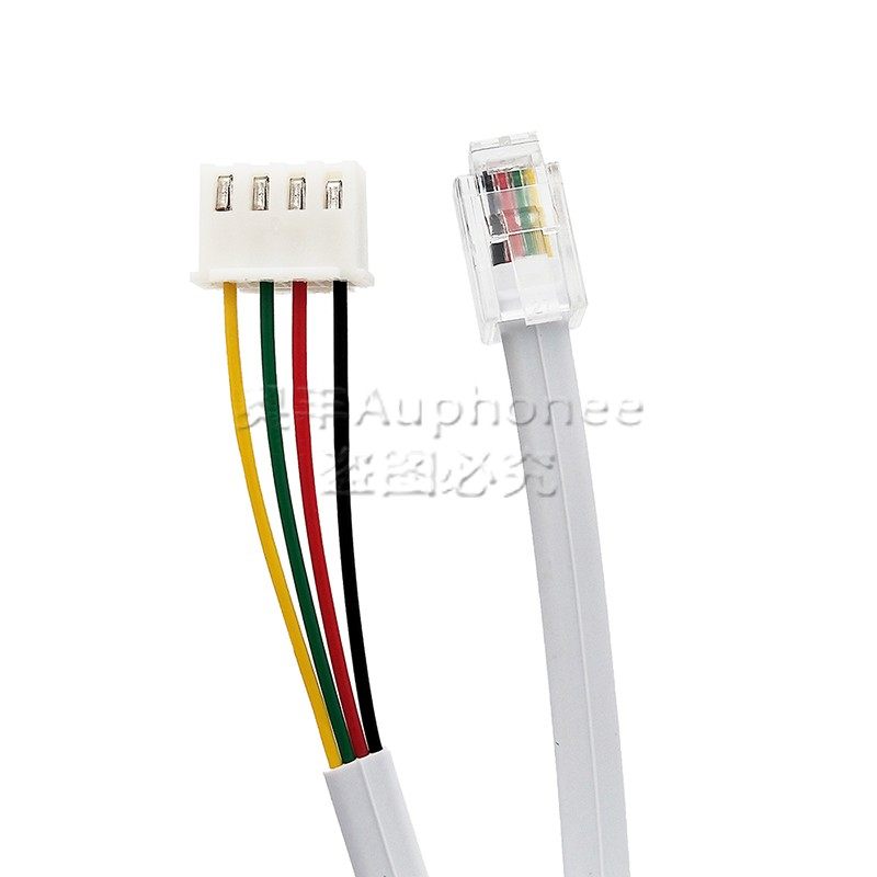 RJ9电话线4芯 4P4C水晶头XHS端子4P 白色带扣2.54mm间距连接线