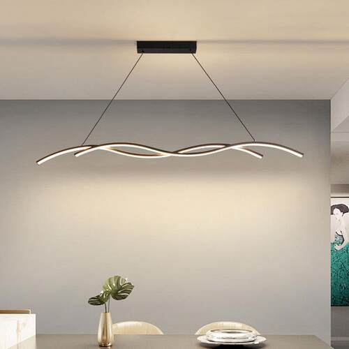 吊灯北欧波浪餐桌饭厅灯极简长条办公室吧台灯中山LED灯具