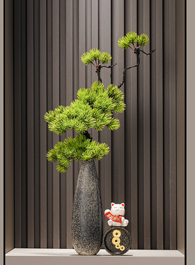 现代陶瓷细长花瓶摆件客厅进门入户玄关正对门电视柜装饰品高级感