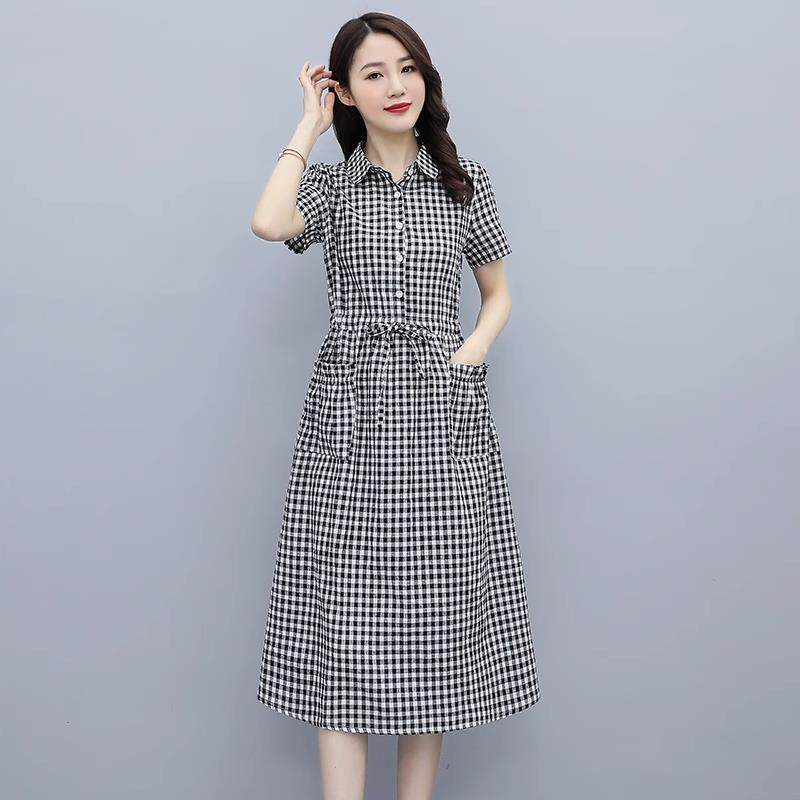 RIERA格子连衣裙女中长款2连衣裙