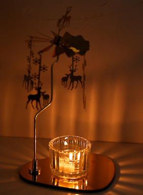 走马灯旋转烛台香薰蜡烛杯托台烛光浪漫氛围感摆件生日礼物女生