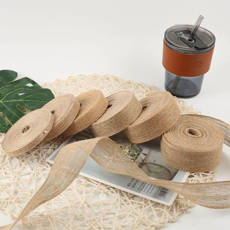 手工diy黄麻卷黄麻绳装饰鱼丝麻线布料编织花边幼儿园宽扁