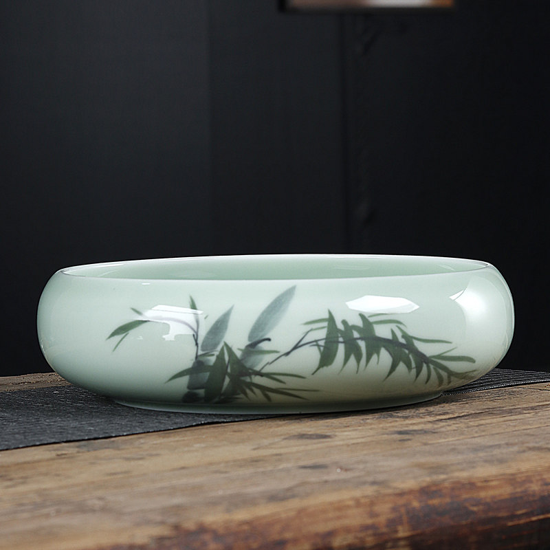 茶洗特大陶瓷小号青花瓷笔洗茶渣缸烟灰缸茶具零配件水盂盆水洗碗