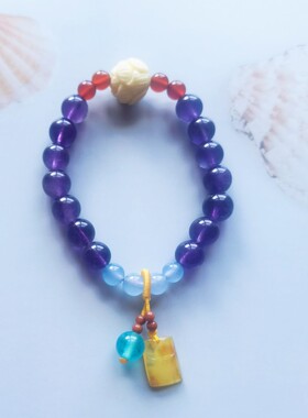 天然紫水晶手链女原创小众设计手环女闺蜜礼物九紫离火手串女龙年