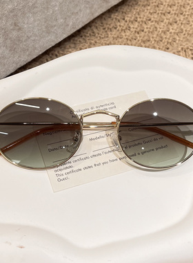 复古金属椭圆框太阳镜女防紫外线