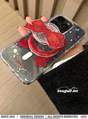 海鸥星球 原创Snow Bow红色蝴蝶结圣诞磁吸双层imd手机壳适用于iphone