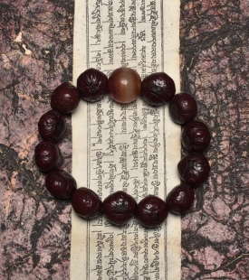 藏地瑜伽士修持【爆老千系糖球玛瑙古珠】顶配老麒麟眼佛珠手串