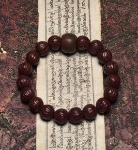 藏地瑜伽士修持【大尺寸爆老千系糖球玛瑙古珠】搭配猴头佛珠手串