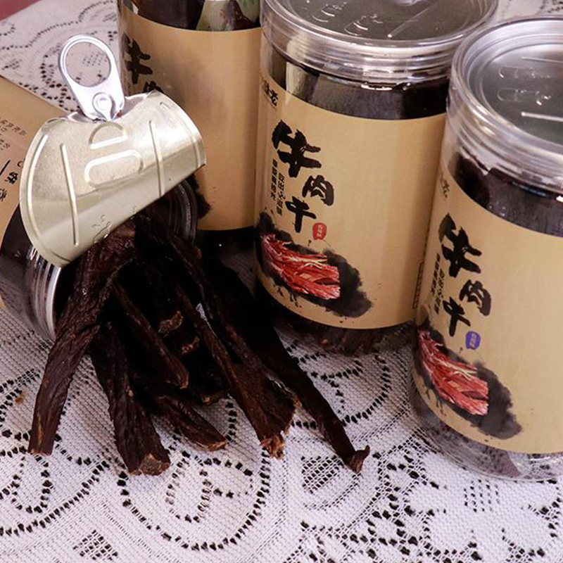 拾光味老9成干200g罐装正宗内蒙古风干大桶装超干牛肉干休闲零食
