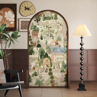 法式中古艺术家用茶室屏风现代玄关隔断客厅实木透光进门办公移动