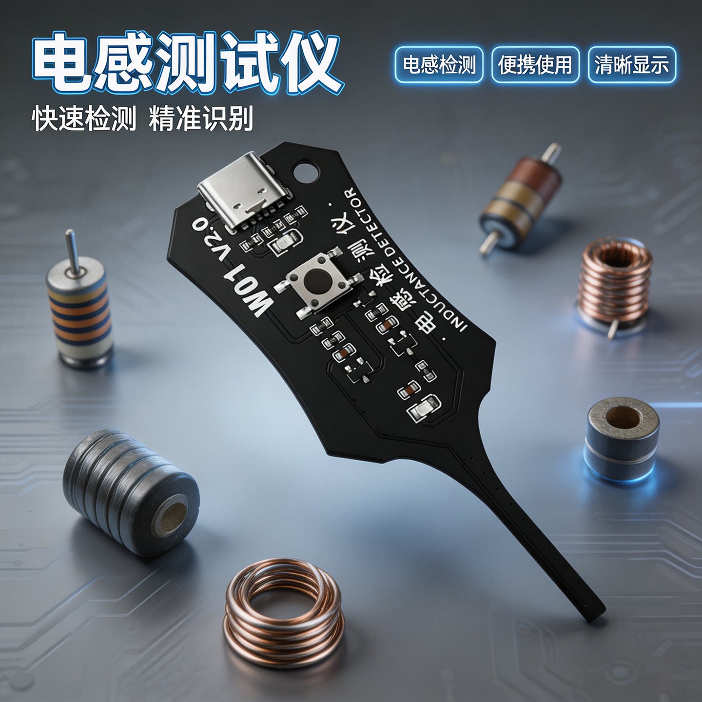 W02电感测试仪主板线圈测试仪电感检测器电磁感应快速故障检测