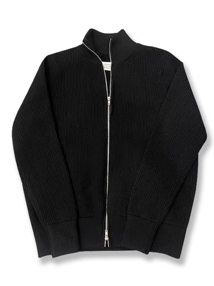 thumbnail for American-Style Cardigan with Zipper, Half-High Collar Sweater for Young Men, Korean Style, Warm, Loose, Casual, Lazy Knit Sweater