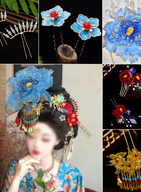 汉服唐风贵妃造型凤冠发簪子步摇