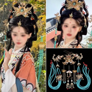 汉服战国袍发饰陈都灵翘楚同款古风汉服发饰贵女宫廷烧蓝凤冠套装