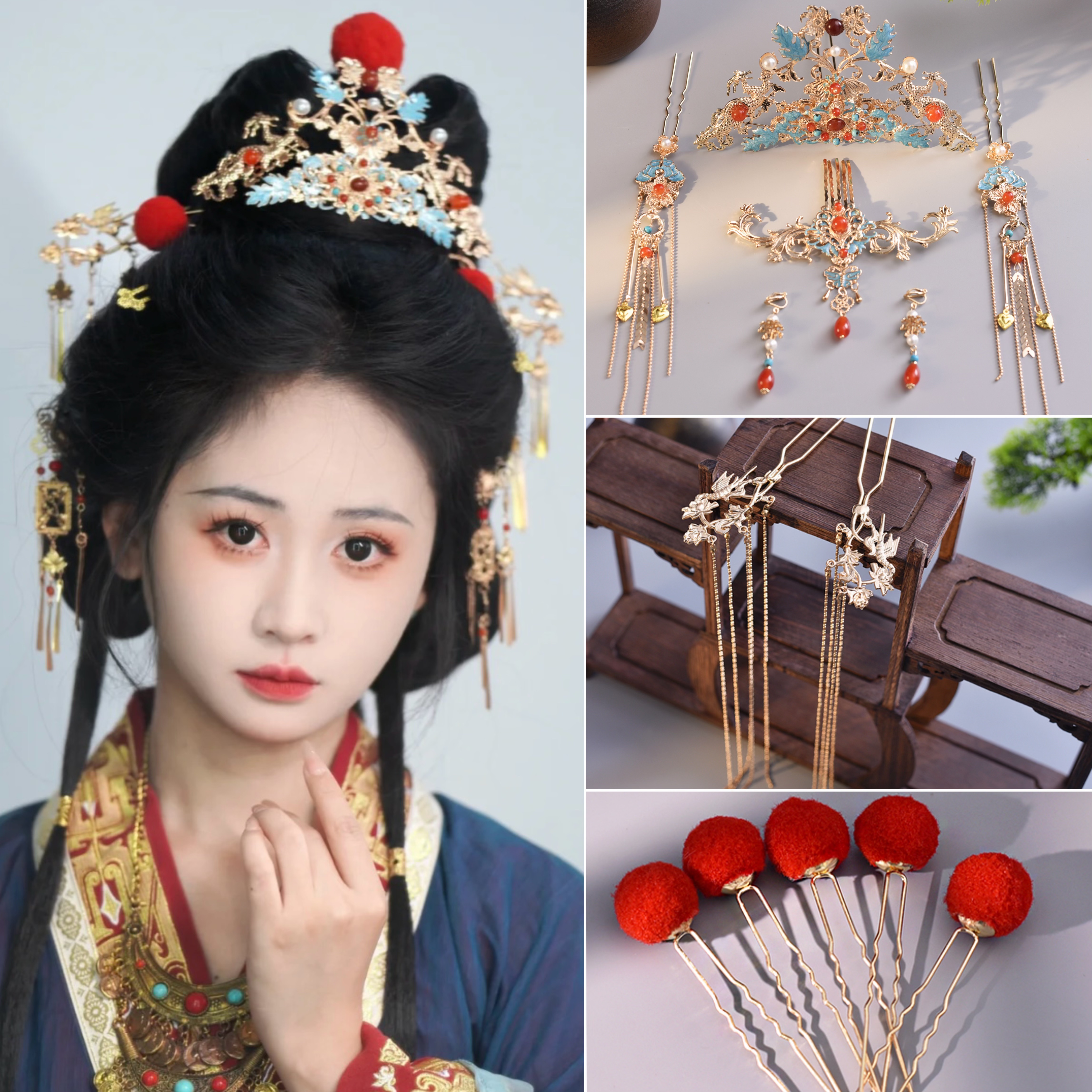 古风百搭发冠眉心坠汉服发冠金典