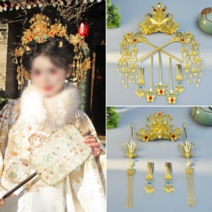 战国公主汉服发饰新款翘楚同款唐风发冠头饰古风手工宫廷华丽发饰