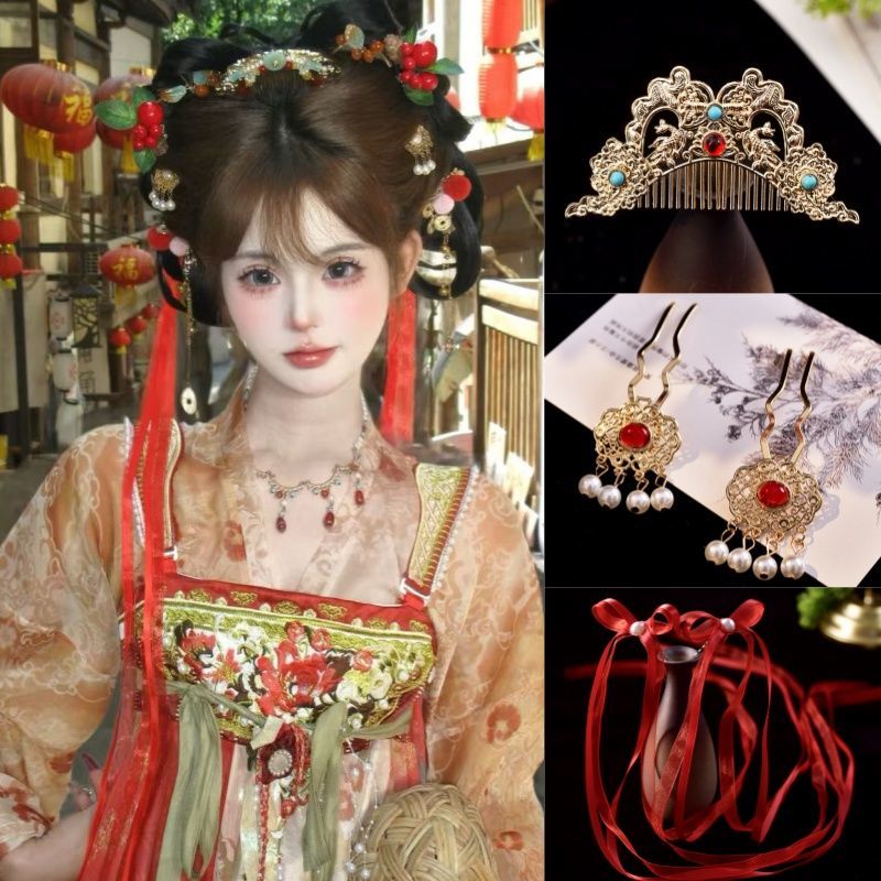 唐风一整套发饰古风发梳汉服图片