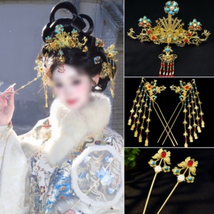 战国公主唐风同款发饰新款汉服发冠头饰古风手工宫廷华丽明制发饰