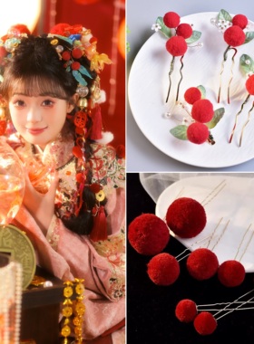 小财神新年头饰红色头饰古风宋明