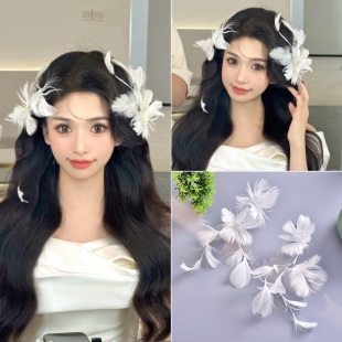 新娘韩式羽毛发饰梦幻甜美婚纱礼服头饰气质灵动唯美晨袍敬酒饰品