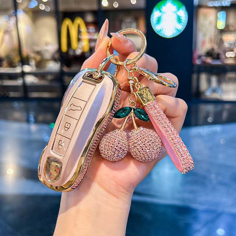 适用保时捷钥匙壳卡宴macan718车911帕拉梅拉套taycan包玛卡扣女