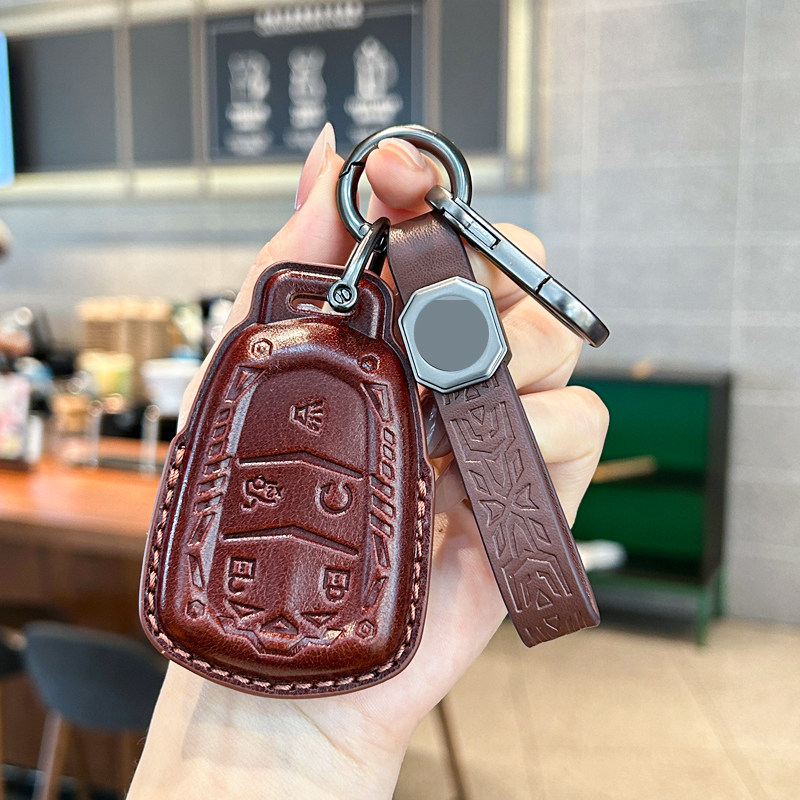 适用凯迪拉克xt5钥匙套ct5车xt4壳xt6真皮xts新ct4ct6包atsl扣srx