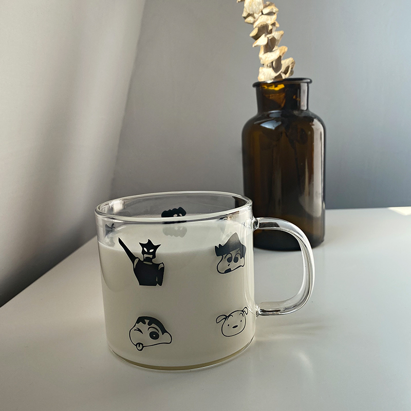 ins玻璃杯少女心家用带盖把手