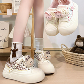 卡通可爱小白鞋 百搭韩版 女冬季 人本加绒女鞋 新款 厚底时尚 二棉板鞋
