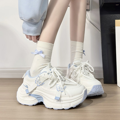回力白蓝蝴蝶老爹鞋女