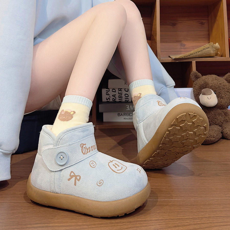 回力蓝色卡通雪地靴女冬季加绒加厚面包鞋外穿厚底时尚保暖大棉鞋,女鞋,时尚雪地靴,淘宝优惠券,粉丝福利购,淘宝优惠卷