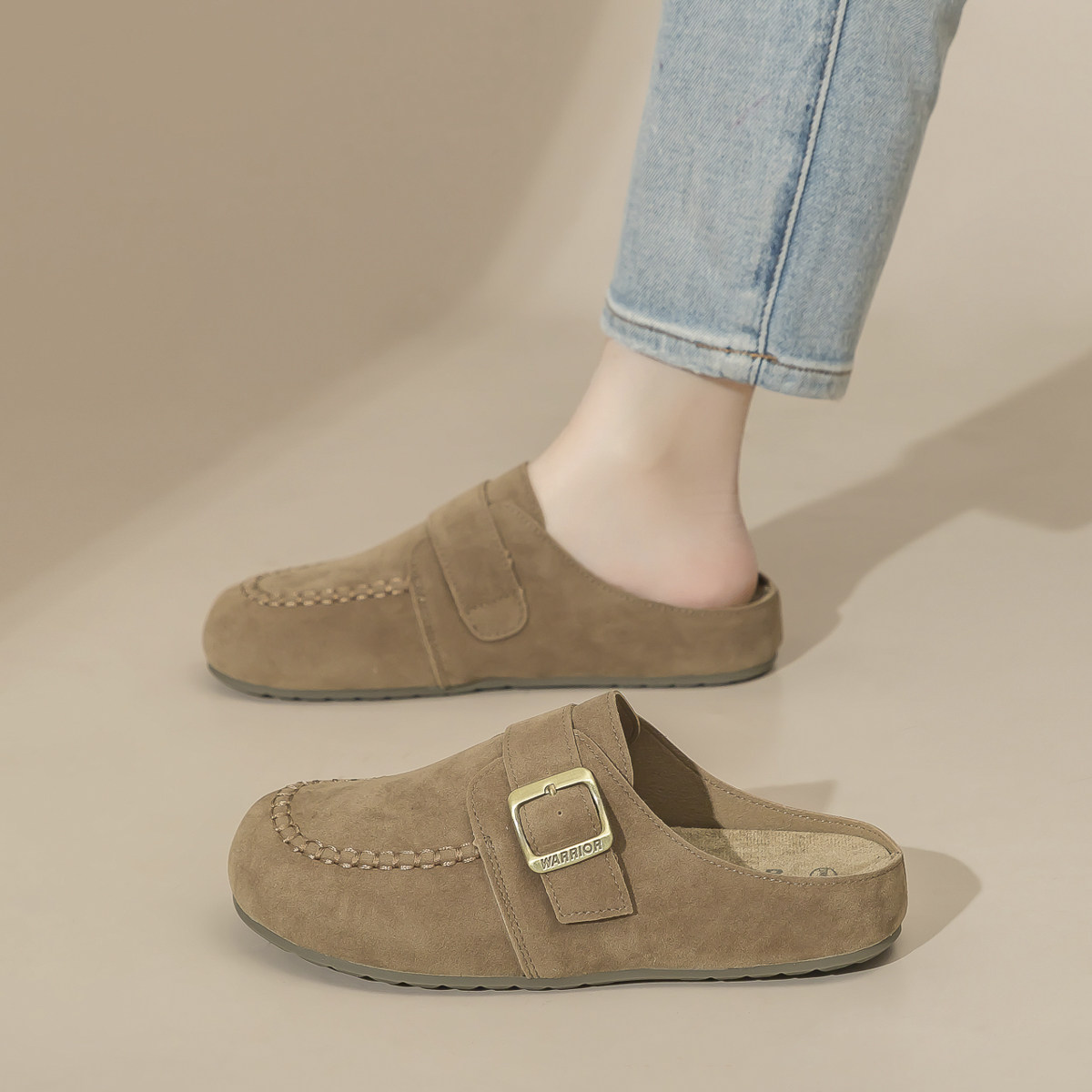 回力平底包头勃肯鞋女春秋外穿2026新款配裙子软底一脚蹬半拖鞋女,女鞋,勃肯鞋/软木鞋,淘宝优惠券,粉丝福利购,淘宝优惠卷