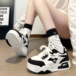 回力黑白熊猫板鞋女2026新款春秋百搭网红爆款鞋子厚底休闲运动鞋