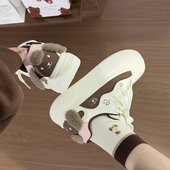 女2025新款 学生百搭大头鞋 厚底韩版 人本棕色可爱狗狗小白鞋 板鞋 女