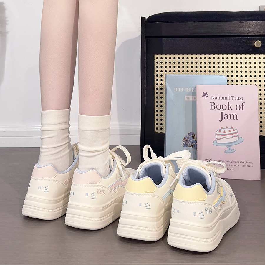 人本少女心甜妹板鞋女2026新款厚底学生可爱休闲鞋百搭猫猫小白鞋,女鞋,休闲板鞋,淘宝优惠券,粉丝福利购,淘宝优惠卷