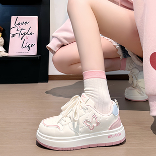 回力白蓝粉蝴蝶鞋子女款2026春秋爆款韩版板鞋百搭设计感小白鞋女