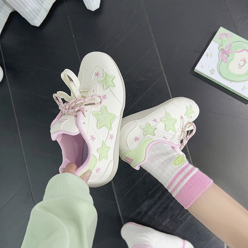 回力芭乐绿德训鞋女2026新款星星时尚潮流女鞋百搭休闲小白鞋女潮